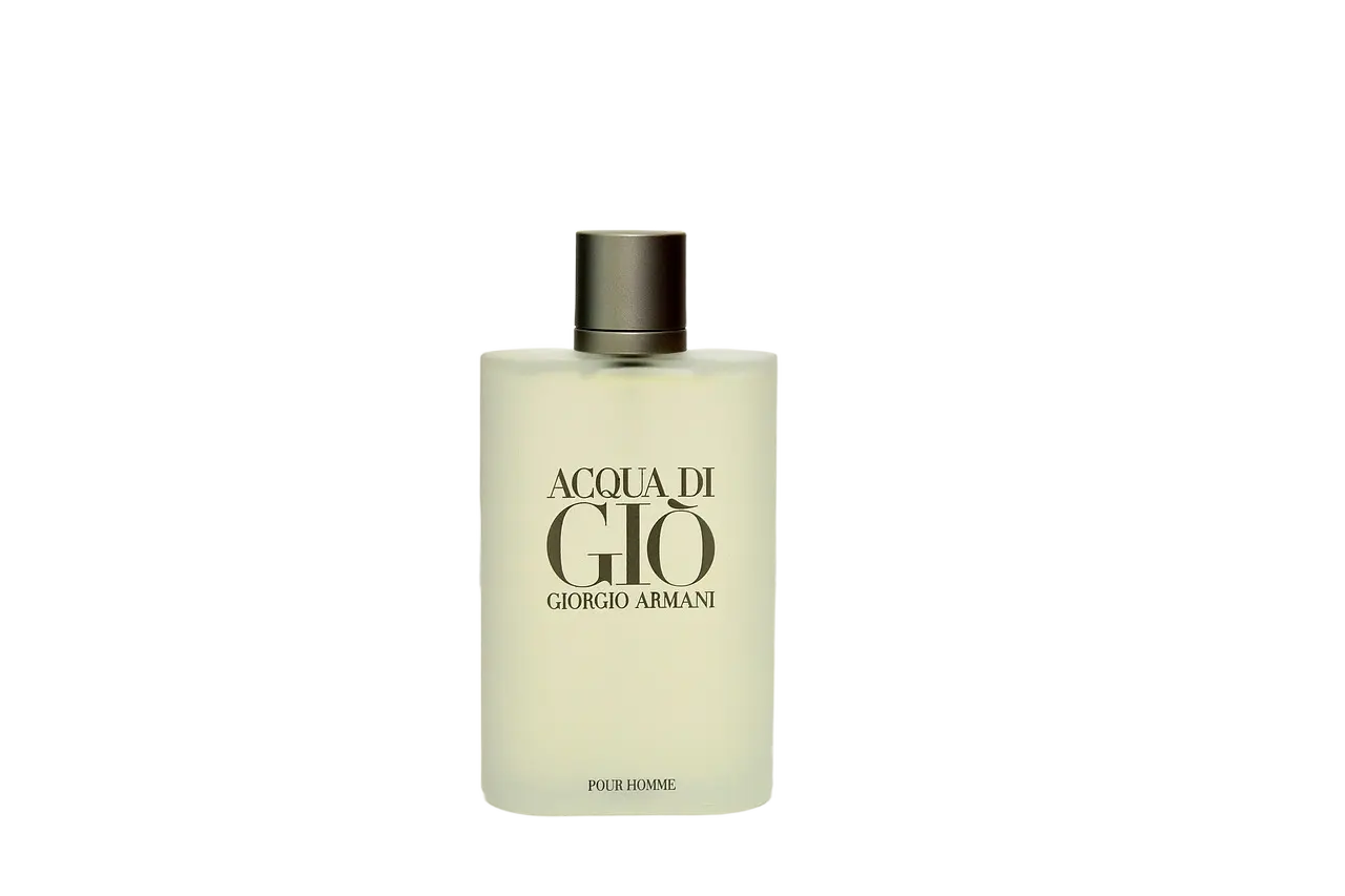 Perfume with a gray background