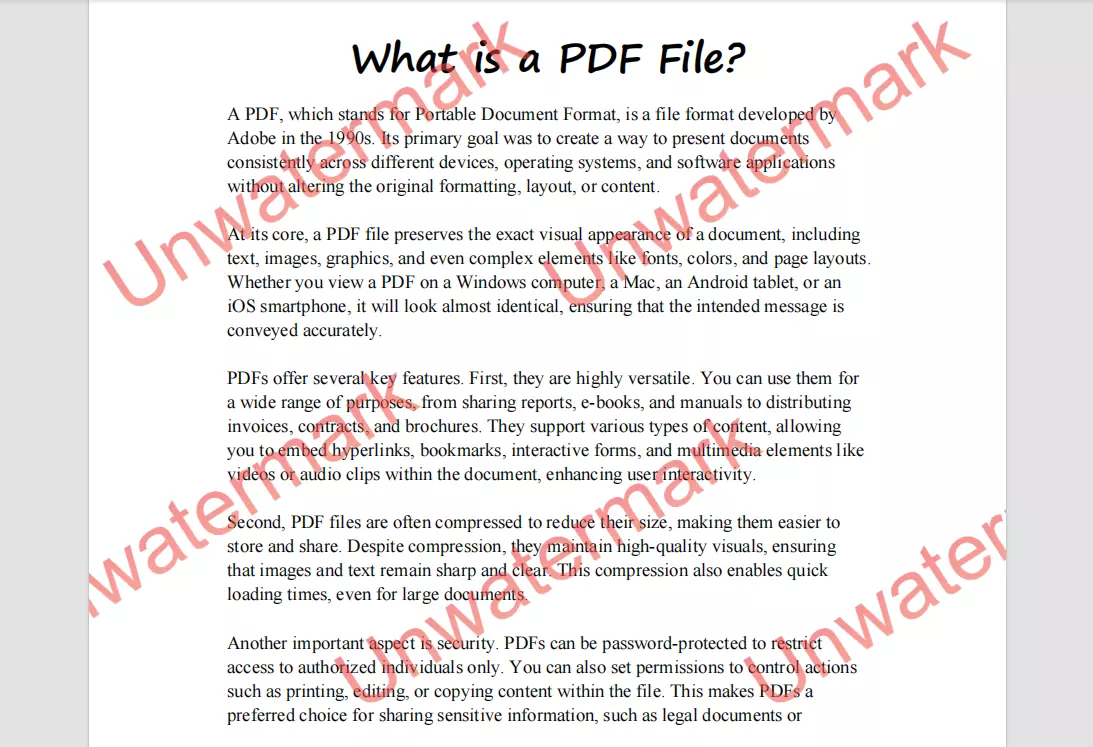 Remove Multiple Watermarks in PDF at Once - Before