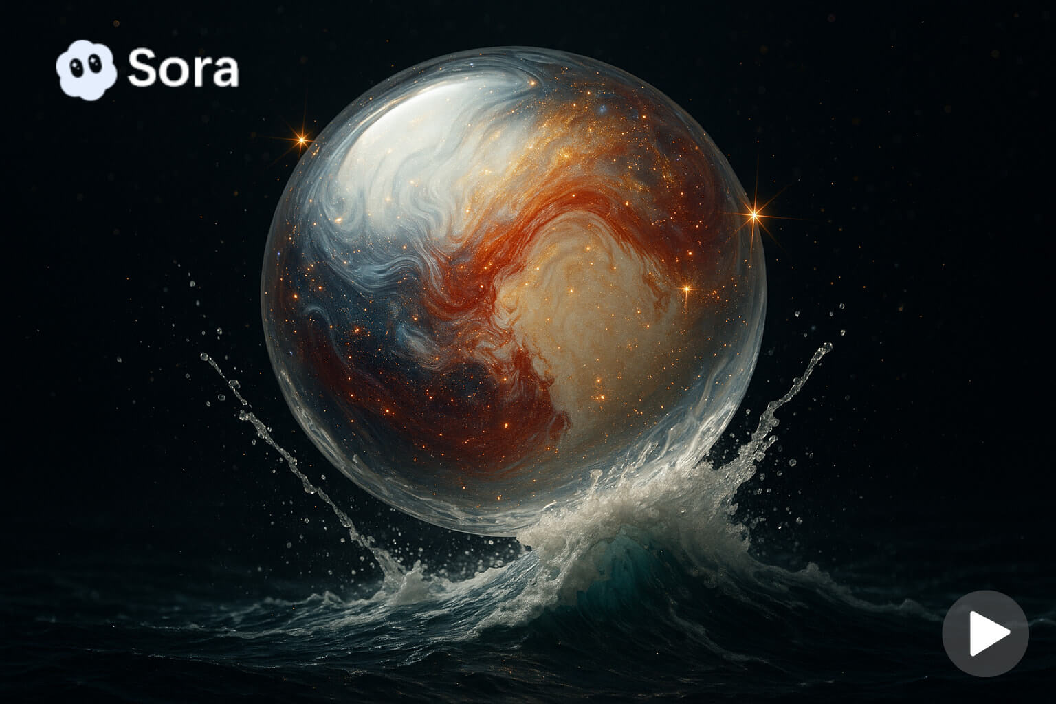 Sora video frame showing visible watermark text